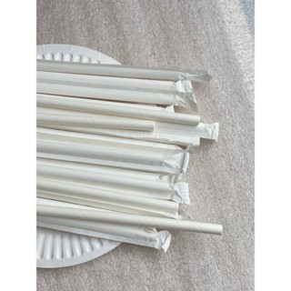 100-200 Ống Hút Giấy BỌC MÀNG, màu trắng, phi 6, phi 8 và phi 12mm