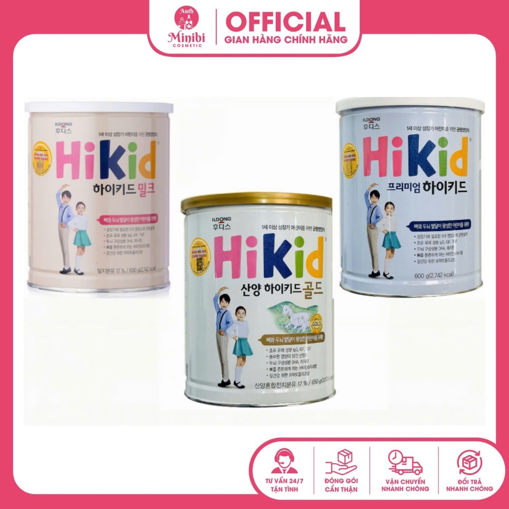 Sữa Hikid Dê, vani, socola, tách béo - 600g (Chính hãng - Có tem NK Phương Linh)