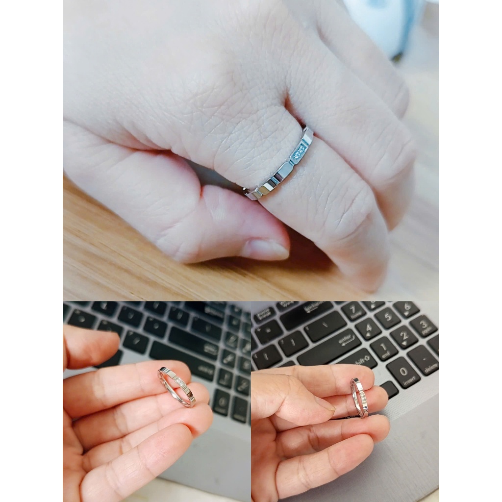 [GIÁ 1 CHIẾC] NHẪN TITAN ĐÍNH 2 ĐÁ MÀU TRẮNG