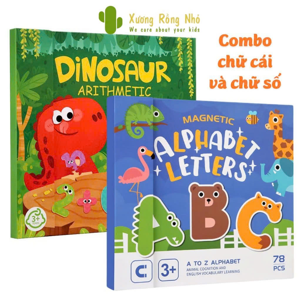 Combo 2 Bảng Học Chữ Số Chữ Cái Tiếng Anh ABC Nam Châm Từ Tính Animal Alphabet Letters