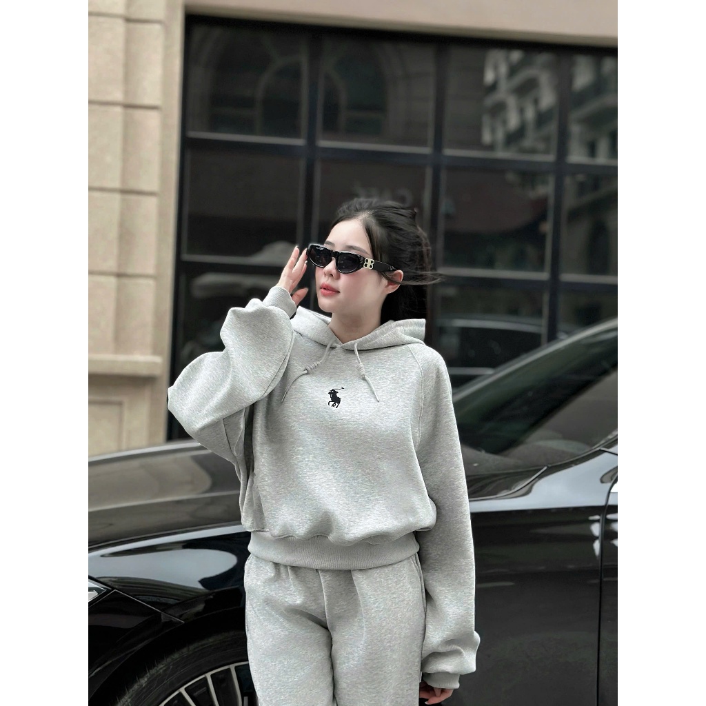 Bộ nỉ nữ có mũ chất vải nỉ bông 2 lớp cao cấp, Set đồ nữ trơn áo hoodie và quần trẻ trung CS045 | BigBuy360 - bigbuy360.vn
