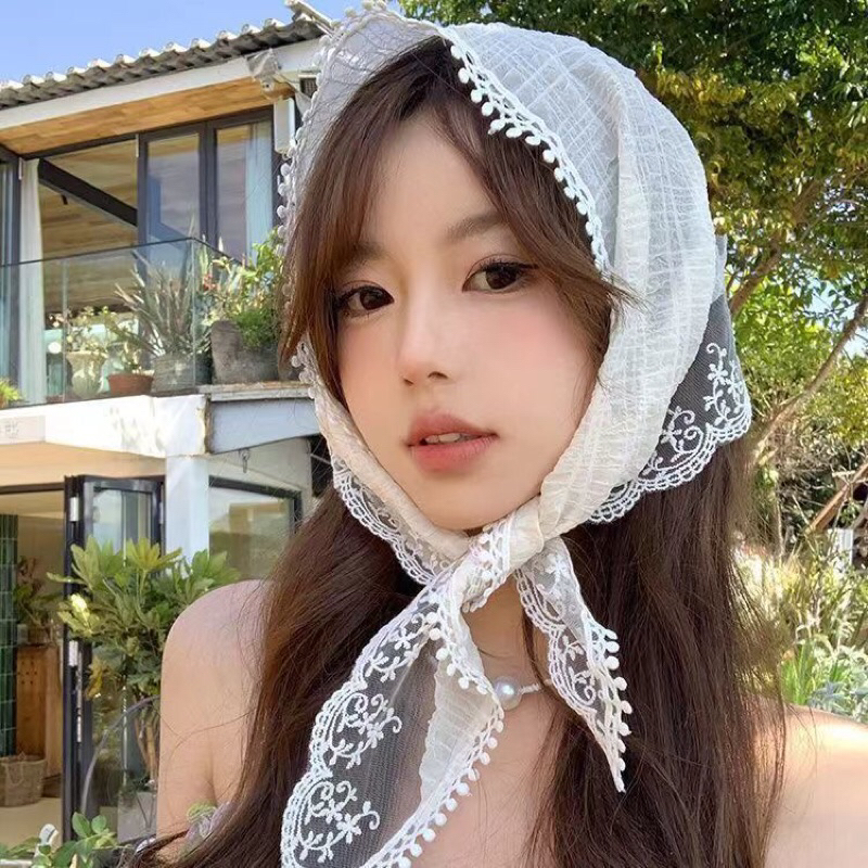 [Order ] Khăn ren tuban chùm đầu dễ thương chụp ảnh, du lịch xinh xắn dễ thương