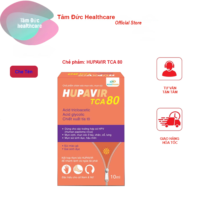 Dung Dịch Chấm Sùi Mào Gà HUPAVIR TCA 80 -  HUPAVIR TCA 50 Hỗ Trợ Giảm Mụn Cơm, Mụn Cóc Cho Nam Nữ- Lọ 10ml