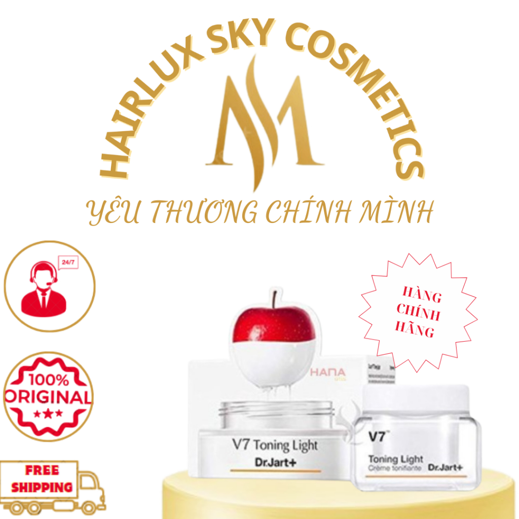 [ Mỹ phẩm chính hãng ] Kem Dưỡng Trắng Tái Tạo Da V7 Toning Light Dr. Jart+ Hàn Quốc 15ml | Làm mờ n