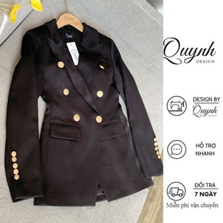 Áo blazer nữ dáng ôm dài tay 2 lớp QUYNH Design thiết kế khoác vest blazer ôm eo có đệm vai, túi thật
