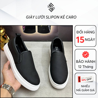 Giày Lười Nam Slipon Kẻ Caro Sần Chống Nhăn Cao Cấp, Giày Slipon Nam Họa Tiết Kẻ Chuẩn Form (SO99)