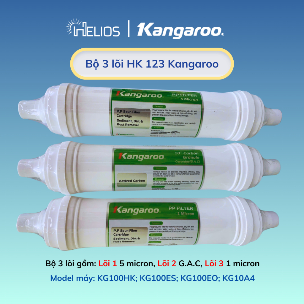 Bộ lõi lọc nước 123 Kangaroo đúc liền (Lõi HK)  dùng cho KG10A4VTU; KG100HK; KG100ES; KG100HI; KG10A4