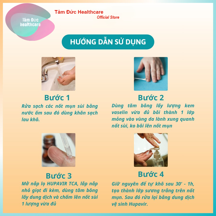Dung Dịch Chấm Sùi Mào Gà HUPAVIR TCA 80 -  HUPAVIR TCA 50 Hỗ Trợ Giảm Mụn Cơm, Mụn Cóc Cho Nam Nữ- Lọ 10ml