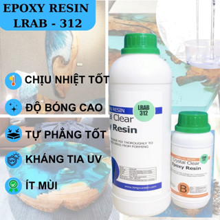 Keo Epoxy Trong Suốt , Nhựa Resin Hai Thành Phần AB Làm Đồ Handmade, Đổ Mặt Bàn, Kháng UV - LRAB-312