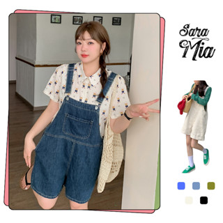Quần yếm jean đùi SARAMIA jumsuit ngắn dáng rộng liền thân nữ điều chỉnh độ dài Y3