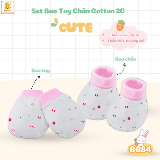 Bao tay bao chân cho bé Babiboo set bao tay, bao chân chất cotton in họa tiết xinh xắn - BB84