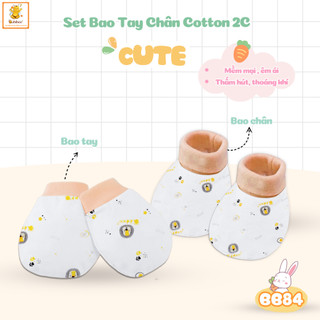 Bao tay bao chân cho bé Babiboo set bao tay, bao chân chất cotton in họa tiết xinh xắn - BB84
