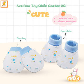 Bao tay bao chân cho bé Babiboo set bao tay, bao chân chất cotton in họa tiết xinh xắn - BB84