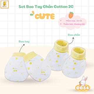 Bao tay bao chân cho bé Babiboo set bao tay, bao chân chất cotton in họa tiết xinh xắn - BB84