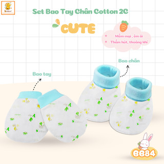 Bao tay bao chân cho bé Babiboo set bao tay, bao chân chất cotton in họa tiết xinh xắn - BB84