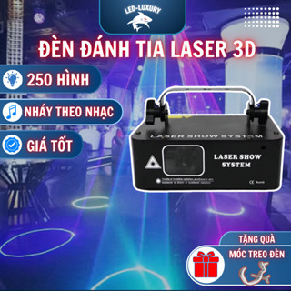 Đèn lazer đánh tia chiếu hình 3D RGB 7 màu cảm ứng âm thanh dành cho phòng bay sân khấu phòng hát karaoke BH 12 Tháng