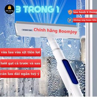 Cây Lau Kính Plus 2024 3 Trong 1 - Chính Hãng Boomjoy - Sịt Kính Phun Sương - Gạt Nước 2 Đầu - Cán Dài Ngắn Linh Hoạt