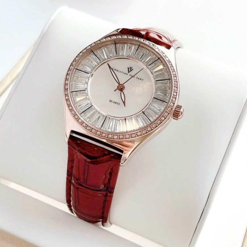 [Chính Hãng 100%] Đồng Hồ Nữ Christian van sant CV3208 (3208) Máy Pin Kính Cứng Size 33 mm dây da fu