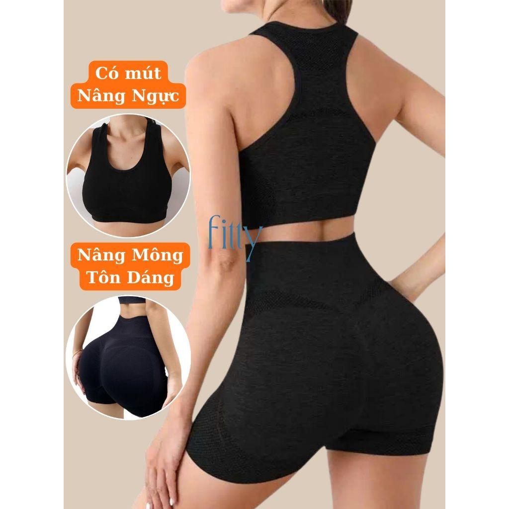  Bộ Đồ Tập Gym Yoga Nữ FITTY FITNESS Set Đồ Tập Thể Thao Nữ Thoáng Khí Có Mút Nâng Ngực Nâng Mông S10 