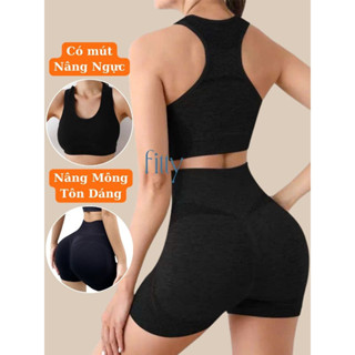 Bộ Đồ Tập Gym Yoga Nữ FITTY FITNESS, Set Đồ Tập Thể Thao Nữ Thoáng Khí, Có Mút Nâng Ngực, Nâng Mông S10