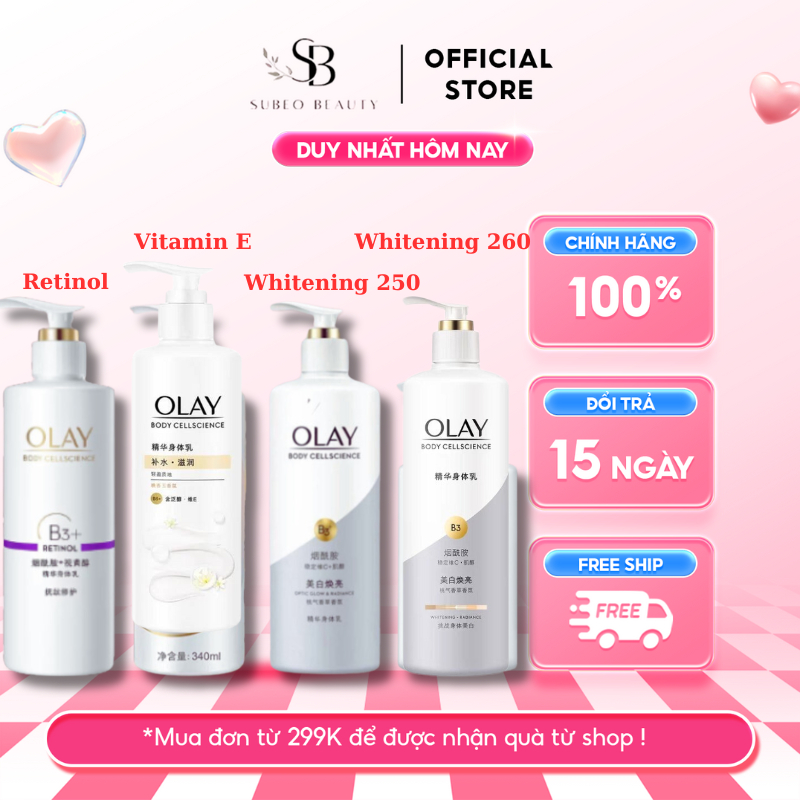 Dưỡng thể trắng da Olay B3+ Retinol/ Vitamin C/ whitening / ultra whitening dưỡng trắng body - Subeo beauty