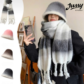  Khăn Choàng Cổ Nữ Len Lông Xù Kẻ Sọc Loang Màu Jussy Official Chất Len Dày Ấm Áp Dài 240x40cm Nhiều Màu Hot trend Unisex 