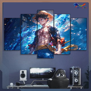 Tranh gỗ TRÁNG GƯƠNG dán tường ONE PIECE Bộ 5 tấm tranh dán tường  trang trí decor phòng ngủ phòng khách