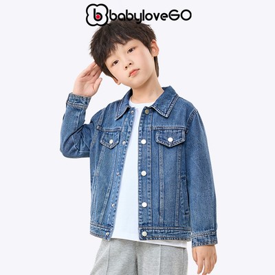 Áo khoác bò cho bé trai BabyloveGO, áo khoác jeans denim cho bé form rộng túi ngực xinh xắn phong cách Hàn Quốc