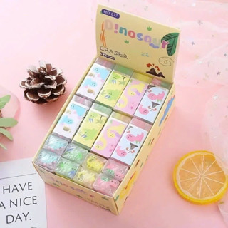 [MQ677] LỐC 32 Cục Gôm Tẩy Bút Chì Thỏi Hình Khủng Long Dễ Thương, Loại Dày, Tẩy Siêu Sạch