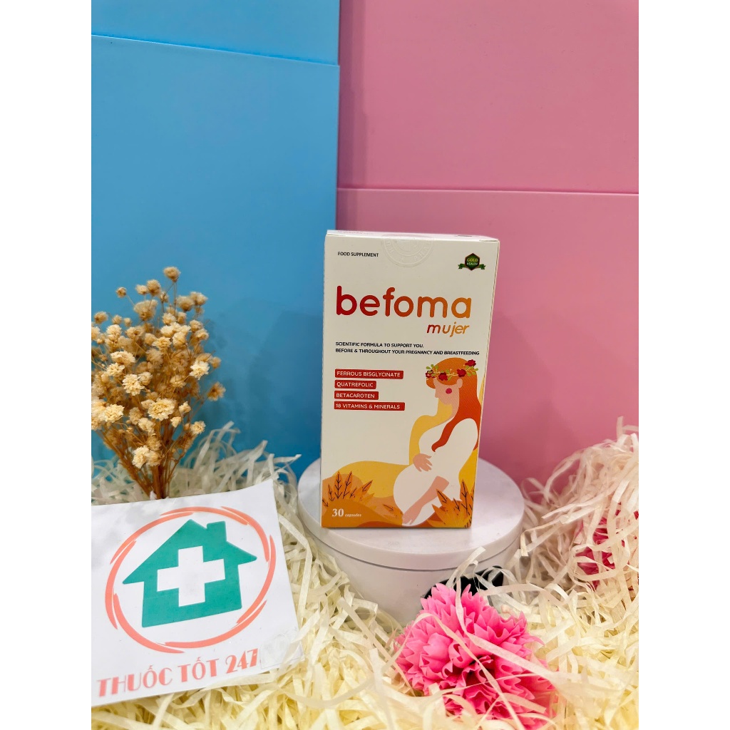 Sắt Befoma Hunmed - Bổ sung Sắt, acid folic và vitamin khoáng chất cho mẹ bầu hộp 30 viên