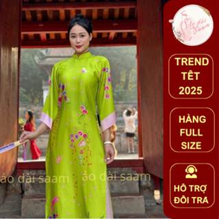 Áo dài cách tân nữ áo dài saam cover dáng suông xuân chỉ Khai  Xuân áo dài xéo xọ 1:1 chất liệu lụa