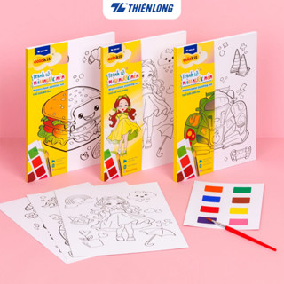  Tranh tập tô màu nước dạng nén cho bé,nhiều chủ đề Khổ giấy A5 200gsm tặng kèm cọ và 5 thẻ màu 2.5cm x 2cm gồm 8 màu 