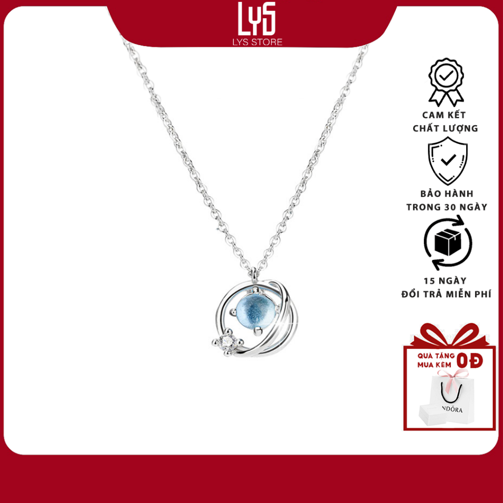 Dây chuyền bạc nữ Moonstone Crystal Ball Silver Necklace 6354 - Dây chuyền chuẩn Bạc