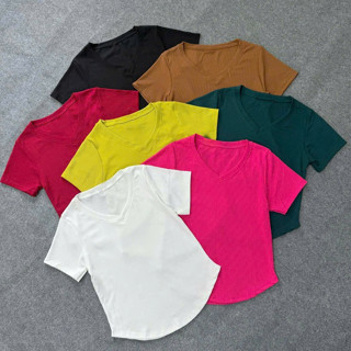 Áo thun bigsize nữ cổ tim vạt bầu dễ mặc năng động co giãn mạnh nhiều màu 40-95kg - GAN40