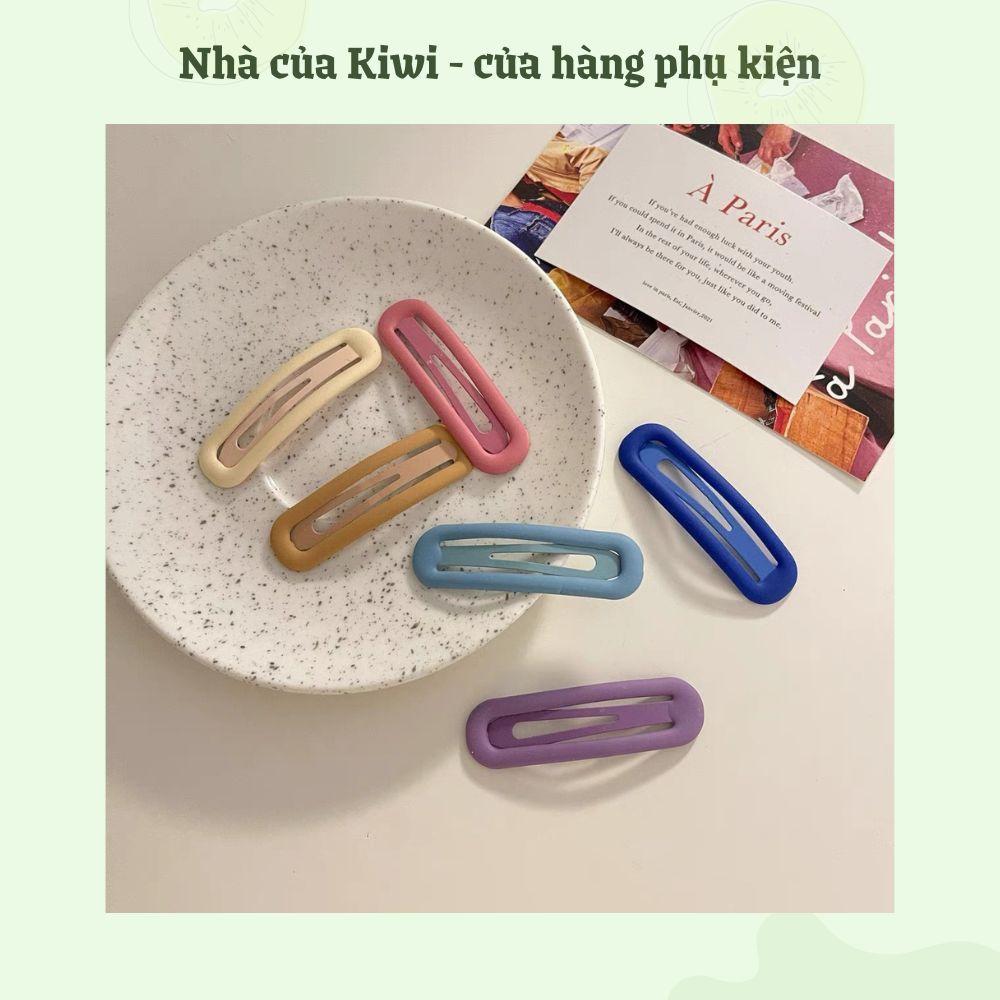kẹp tóc mái ngố màu morandi