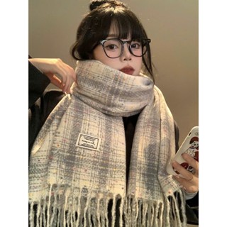 Khăn quàng cổ nam nữ chất liệu len dạ kẻ phong cách Vintage Hàn Quốc-sca-a-048