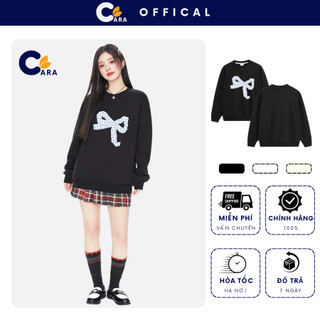 [MẪU MỚI] Áo Sweater Nơ Caro Xinh Xắn By VENICE Basic Phong Cách Hàn Quốc Chất Nỉ Chân Cua Mềm Mịn Dày Dặn