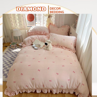 Bộ vỏ chăn ga gối nỉ nhung Ribbon hottrend vải nỉ nhung lông mềm mịn,giữ ấm tốt bị