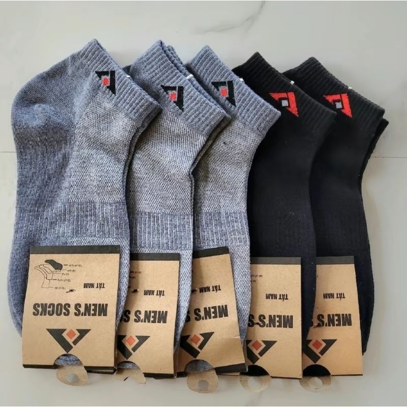[COMBO 10] Đôi Tất Nam Cổ Ngắn Bo Chun Mix 2 Màu ĐEN + GHI Đơn Giản, Độ Dày Vừa Phải Lưới Thoáng Khí Khử Mùi - Menswear