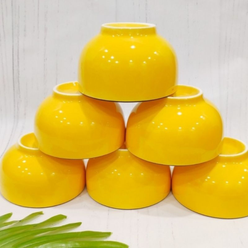 Bộ 6 chén cơm sứ màu vàng cao cấp - chén cơm sứ màu vàng