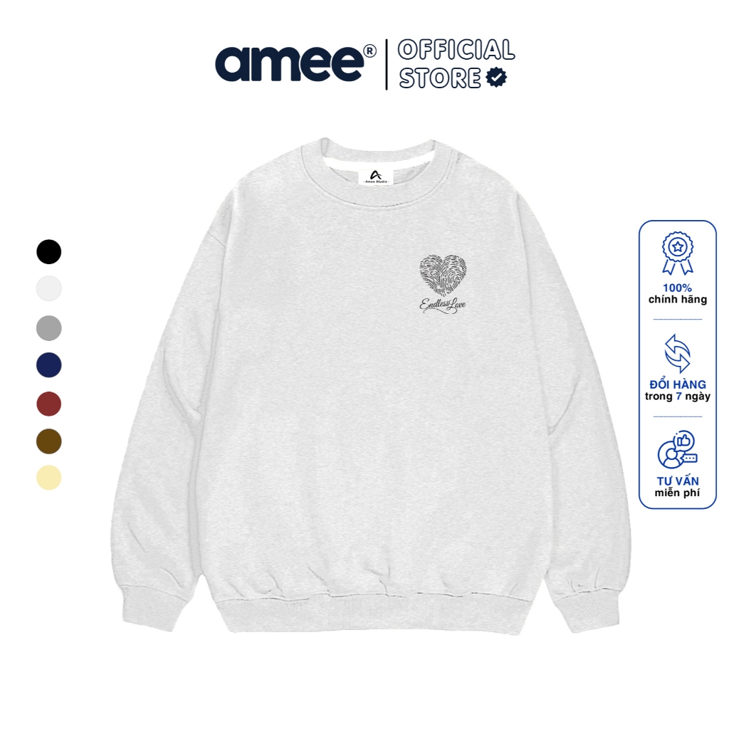 Áo Sweater Amee Studio/ Endless Love, Áo Nỉ Lót Bông Form Unisex