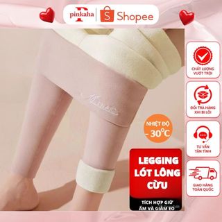  Quần legging lót lông cừu PINKAHA nữ siêu dày ấm áp hàng Quảng Châu 