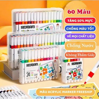 Bút Màu Acrylic Marker 12 24 36 48 60 Cao Cấp Màu Sắc Tươi Sáng - Bút Lông Màu Vẽ Lên Mọi Bề Mặt 89001 