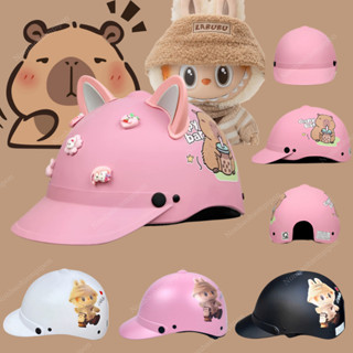 Nón bảo hiểm lưỡi trai CÓ MÚT XỐP đạt chuẩn khoét đuôi hình Labubu, Capybara, mũ bảo hiểm kết chính hãng Long Thanh