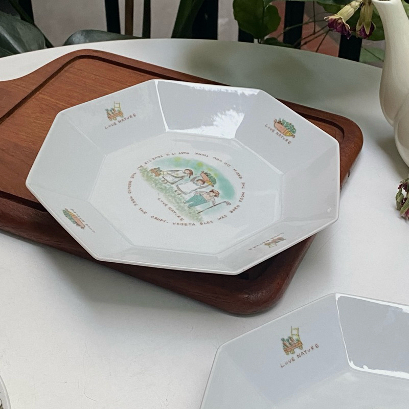 ĐĨA SÂU LÒNG BÁT GIÁC HOẠ TIẾT COUNTRY GỐM NHẬT 2HAND