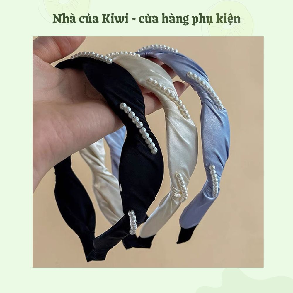Băng đô cài tóc lụa satin lượn sóng