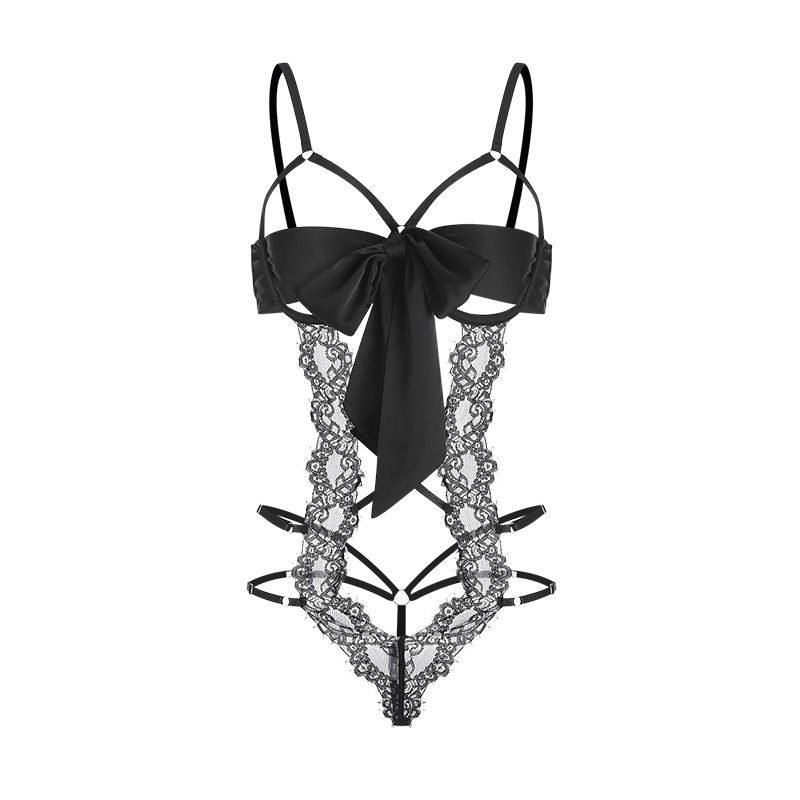 Bộ ngủ bodysuit ren sexy DK267 thiết kế dây cột nơ trước ngực quyến rũ | BigBuy360 - bigbuy360.vn