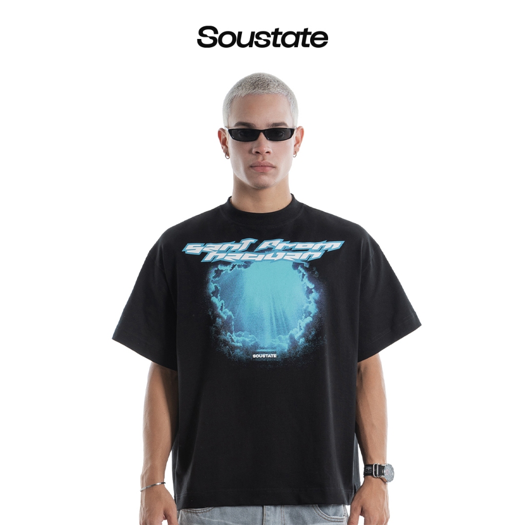 Áo Thun Big Boxy Sent From Heaven 100% Cotton (Đen) - SOUSTATE Chính Hãng