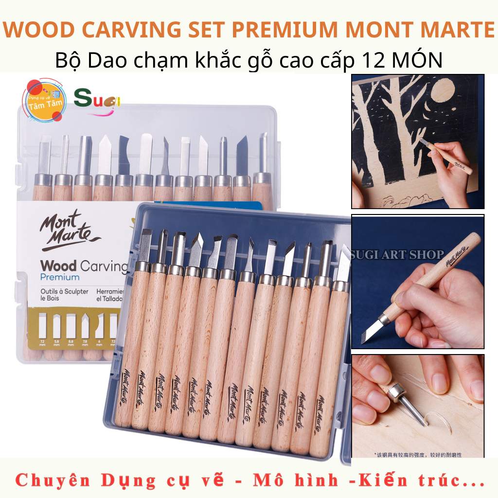 Bộ Dao khắc gỗ Mont Marte  cao cấp 12pc Mont Marte, Dao Khắc Gỗ Mont Marte - MMSP0023