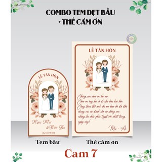 Tem bầu dán chai nước + Thẻ cảm ơn đám cưới mẫu mới Cam 7